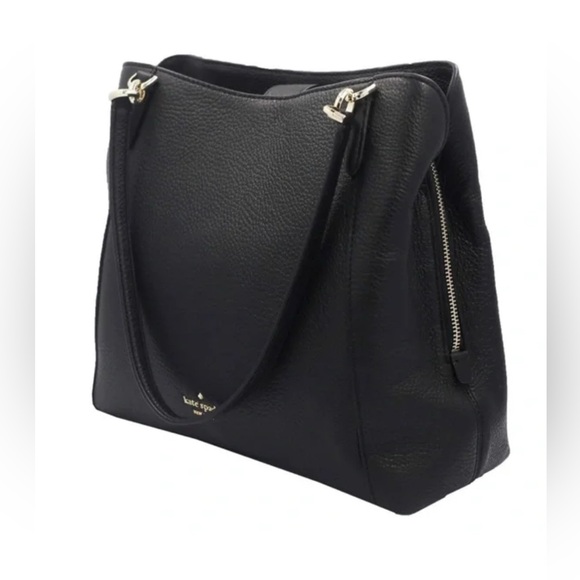 kate spade Handbags - Kate Spade Large Triple Compartment Shoulder Bag Tote Pebble Black Leather